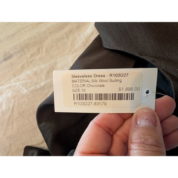 J MENDEL Chocolate Brown Silk Wool Sleeveless Dress Women's Size 10 NWT Designer - Picture 11 of 12